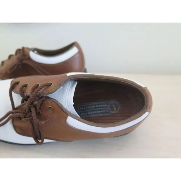 Nike 192049 221 Women's Sz 5.5 Brown/White Leather Classic Golf Shoes