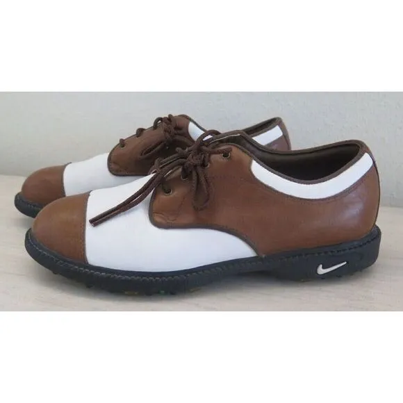 Nike 192049 221 Women's Sz 5.5 Brown/White Leather Classic Golf Shoes