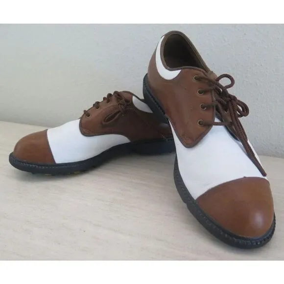 Nike 192049 221 Women's Sz 5.5 Brown/White Leather Classic Golf Shoes