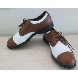 Nike 192049 221 Women's Sz 5.5 Brown/White Leather Classic Golf Shoes