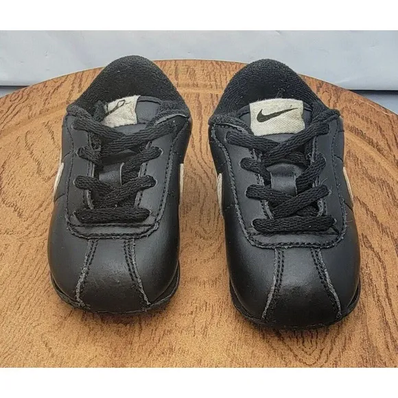 Nike Air Cortez Black Leather Baby Shoes Sz 6C Baby 316606-011
