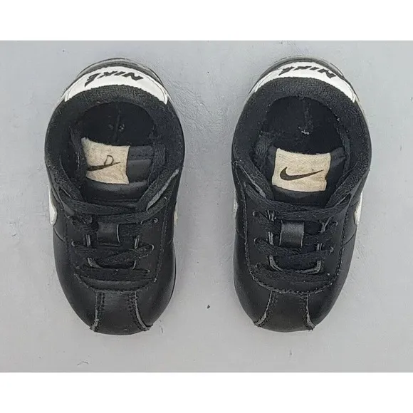 Nike Air Cortez Black Leather Baby Shoes Sz 6C Baby 316606-011