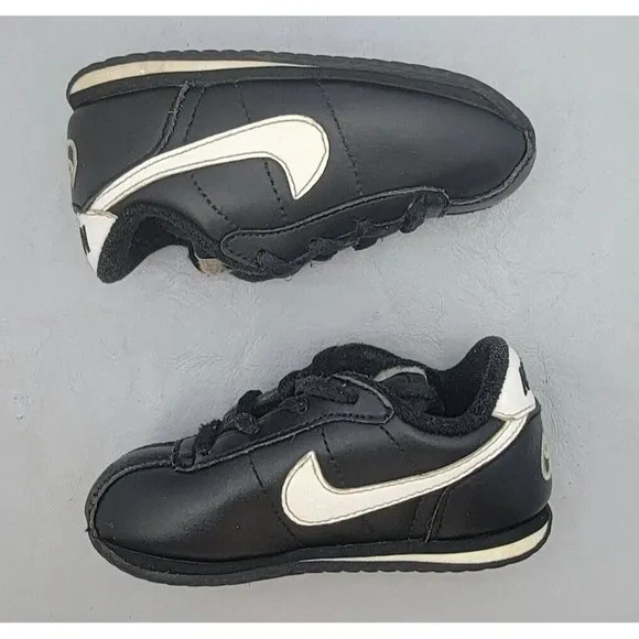 Nike Air Cortez Black Leather Baby Shoes Sz 6C Baby 316606-011