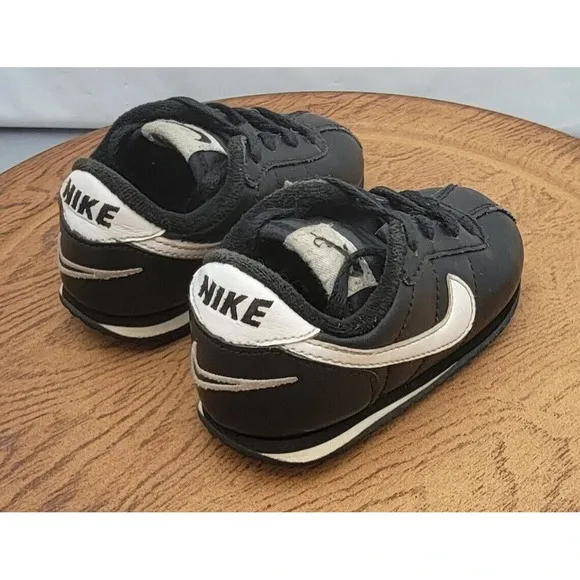 Nike Air Cortez Black Leather Baby Shoes Sz 6C Baby 316606-011