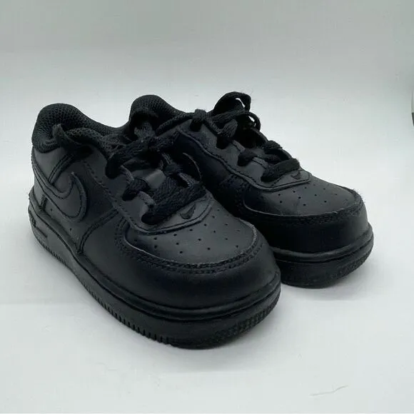 Nike Air Force 1 black kids shoes infant toddler size 6C lace 6 C basketball