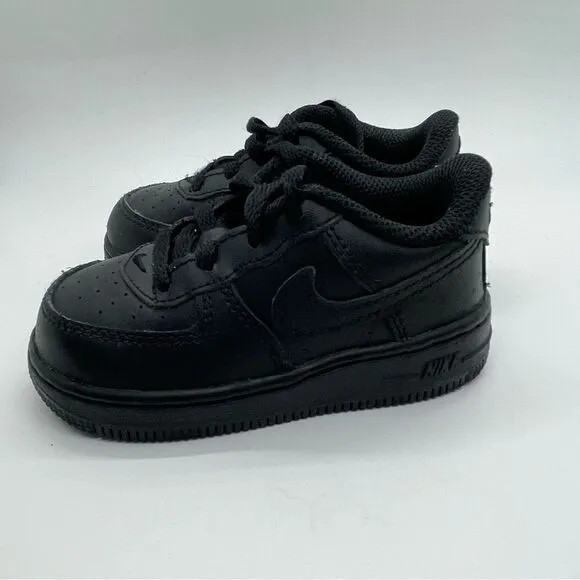 Nike Air Force 1 black kids shoes infant toddler size 6C lace 6 C basketball