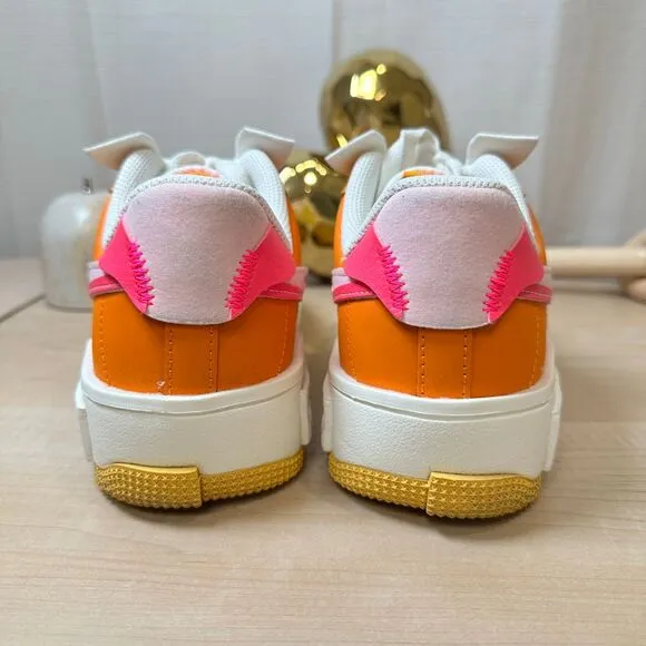 Nike Air Force 1‎ Impact Platform Sneakers Colorblock Pink Orange Yellow US 8