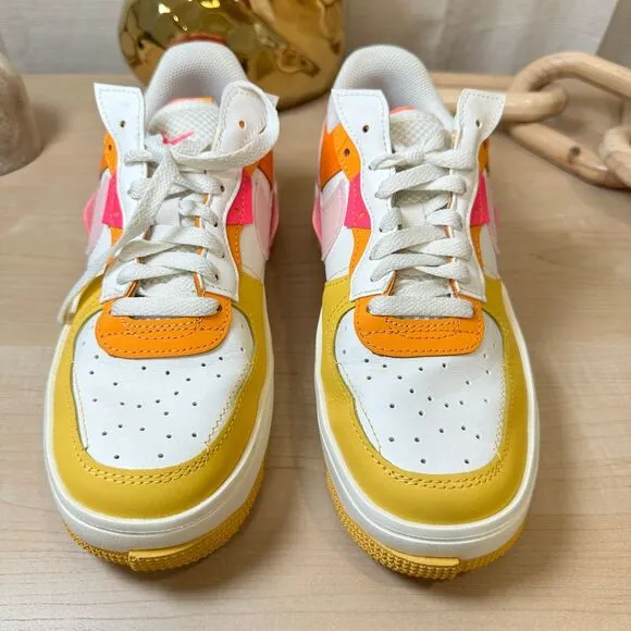 Nike Air Force 1‎ Impact Platform Sneakers Colorblock Pink Orange Yellow US 8