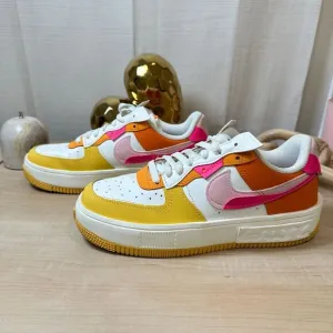 Nike Air Force 1‎ Impact Platform Sneakers Colorblock Pink Orange Yellow US 8