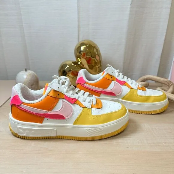 Nike Air Force 1‎ Impact Platform Sneakers Colorblock Pink Orange Yellow US 8