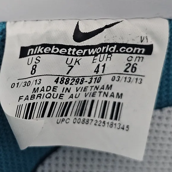 Nike Air Force 1 Low Sneakers Men's Size 8 Nylon Tropical Teal White AF1 82