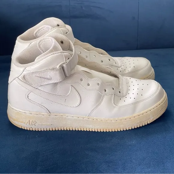 Nike Air Force 1 Mid '07 Shoes Mens 10 White High Top Strap 315123-111