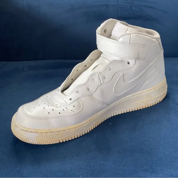 Nike Air Force 1 Mid '07 Shoes Mens 10 White High Top Strap 315123-111