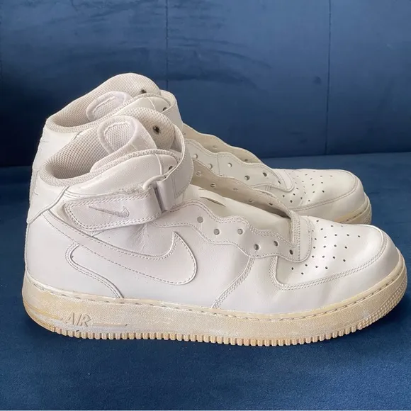 Nike Air Force 1 Mid '07 Shoes Mens 10 White High Top Strap 315123-111
