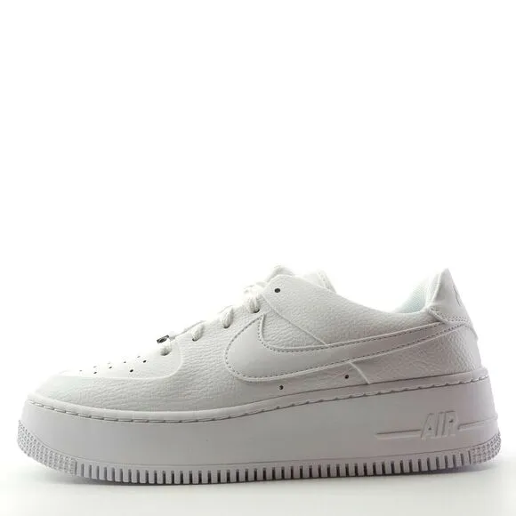 Nike Air Force 1 Sage Low Triple White Platform Sneakers AR5339-100 Womens 9.5