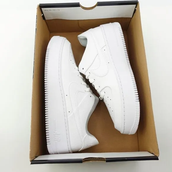Nike Air Force 1 Sage Low Triple White Platform Sneakers AR5339-100 Womens 9.5
