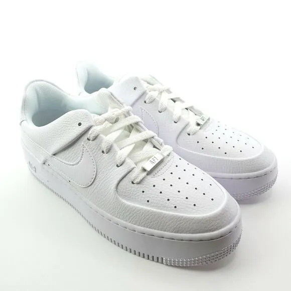 Nike Air Force 1 Sage Low Triple White Platform Sneakers AR5339-100 Womens 9.5