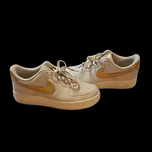 Nike Air Force 1 Shoes/Sneakers - Womens - Size 10.5 - Gray/Gold