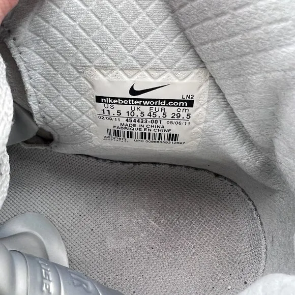 Nike Air Force One AF-1 Hyperfuse Silver Men Size 11.5 Hi Top Shoes 454433-001