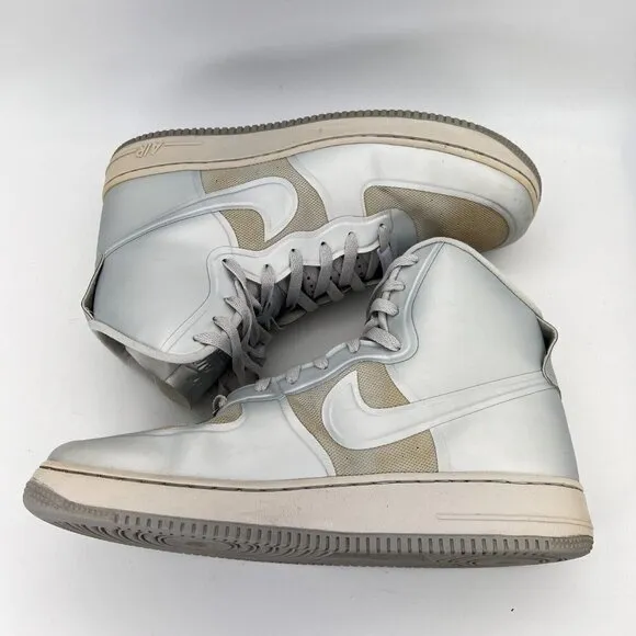 Nike Air Force One AF-1 Hyperfuse Silver Men Size 11.5 Hi Top Shoes 454433-001