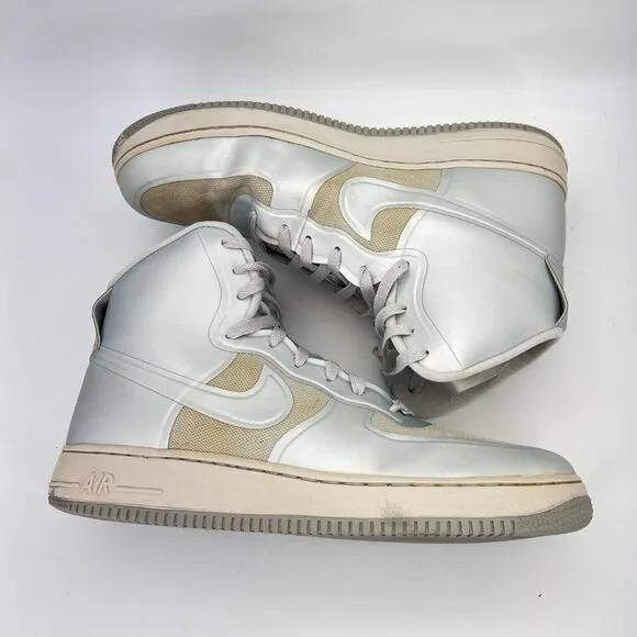 Nike Air Force One AF-1 Hyperfuse Silver Men Size 11.5 Hi Top Shoes 454433-001