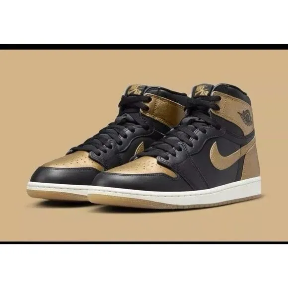 Nike Air Jordan 1 High OG Black 10 Metallic Gold DZ5485-071 Men’s Shoes NEW