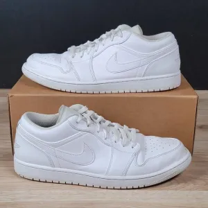 Nike Air Jordan 1 Low Shoes Mens Size 12.5 Triple White Sneakers 553558-136