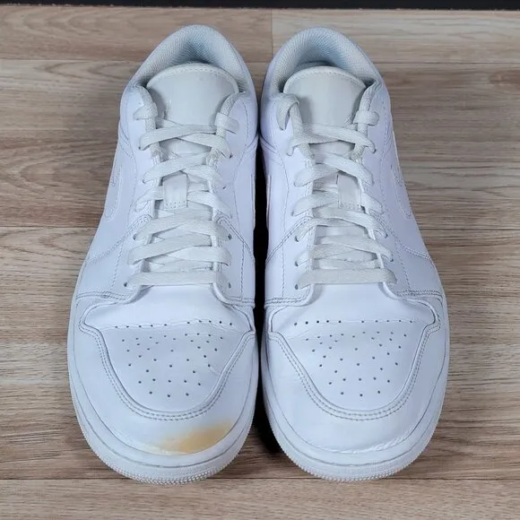 Nike Air Jordan 1 Low Shoes Mens Size 12.5 Triple White Sneakers 553558-136
