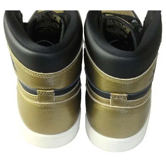 Nike Air Jordan 1 Men's Retro High OG Black Gold Leather Shoes Size 10 NEW
