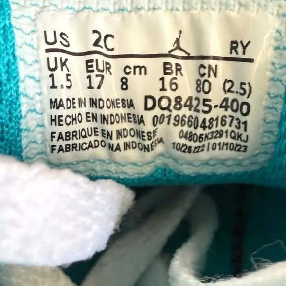 Nike Air Jordan 1 Mid ‘Aquatone’ Toddler Sneakers - SZ 2 C