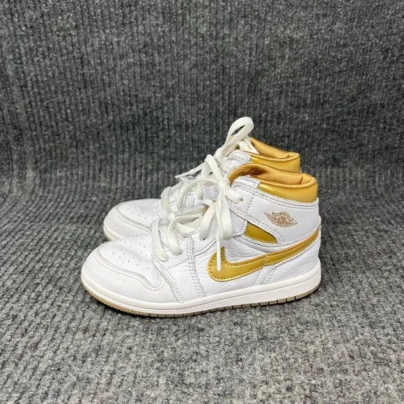 Nike Air Jordan 1 Retro High OG White Metallic Gold Shoes TD Size 10C FD2598-107