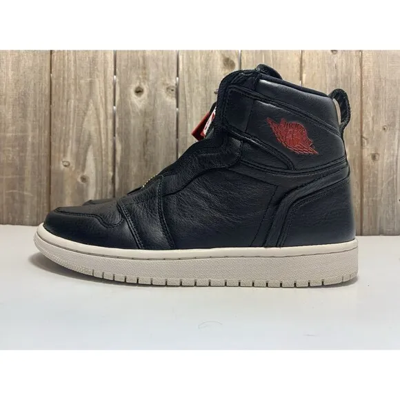 Nike Air Jordan 1 Retro High Shoes Black AT0575-006 Leather Zip Women’s Shoe 7.5