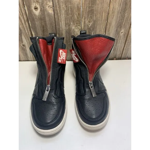 Nike Air Jordan 1 Retro High Shoes Black AT0575-006 Leather Zip Women’s Shoe 7.5
