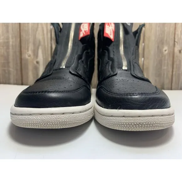 Nike Air Jordan 1 Retro High Shoes Black AT0575-006 Leather Zip Women’s Shoe 7.5
