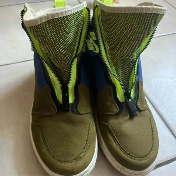 Nike Air Jordan 1 Zip High Utility Women Shoes Olive Black Volt Sz 10 AV3723-300