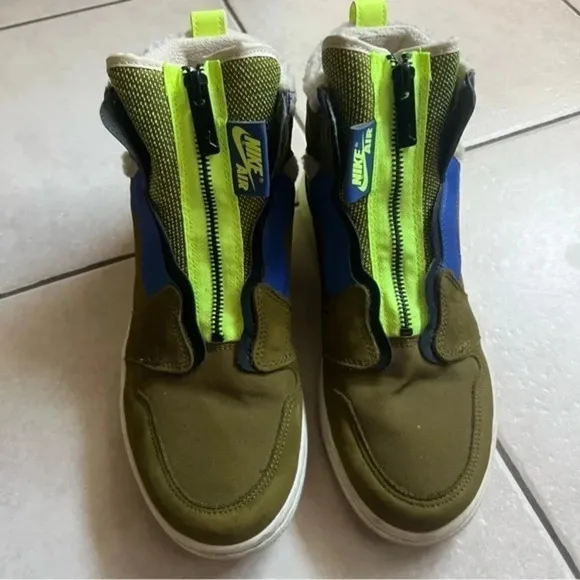 Nike Air Jordan 1 Zip High Utility Women Shoes Olive Black Volt Sz 10 AV3723-300