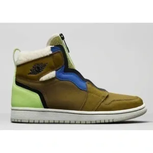 Nike Air Jordan 1 Zip High Utility Women Shoes Olive Black Volt Sz 10 AV3723-300