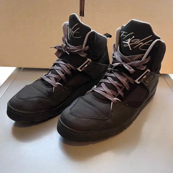 NIKE AIR JORDAN Flight 45 TRK Black &amp; Grey HighTop Sneakers 467927-003