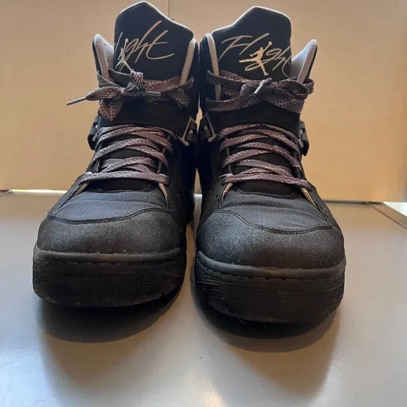 NIKE AIR JORDAN Flight 45 TRK Black &amp; Grey HighTop Sneakers 467927-003