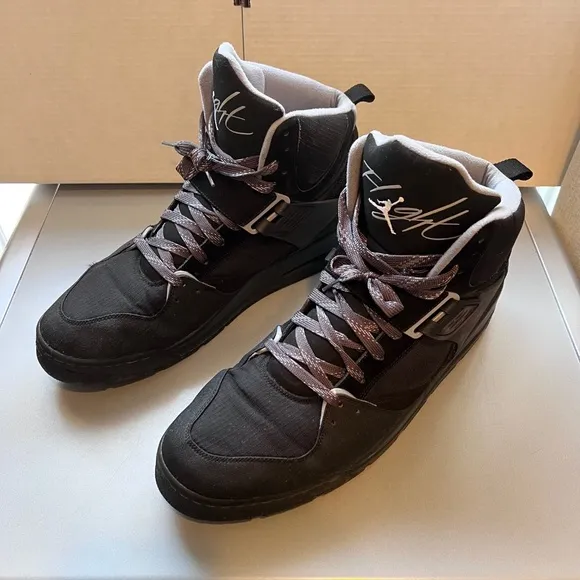 NIKE AIR JORDAN Flight 45 TRK Black &amp; Grey HighTop Sneakers 467927-003