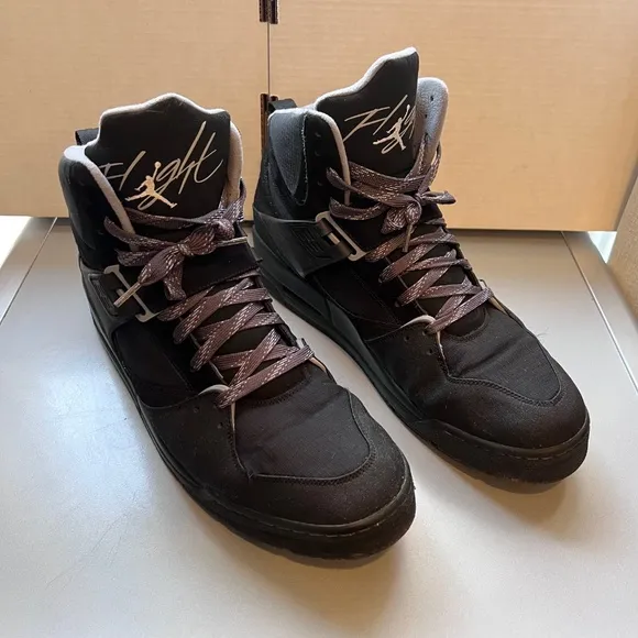 NIKE AIR JORDAN Flight 45 TRK Black &amp; Grey HighTop Sneakers 467927-003
