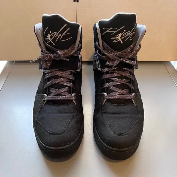 NIKE AIR JORDAN Flight 45 TRK Black &amp; Grey HighTop Sneakers 467927-003