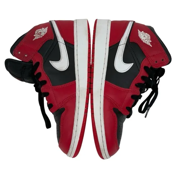 Nike Air Jordan Retro 1 Youth Kids 5Y High Mid Top Lace Up Sneakers Shoes Red