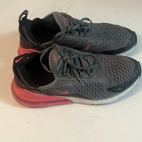 Nike Air Max 270 Grey Pink Shoes Low Top Sneakers Youth Girls 6.5Y Women Sz 8