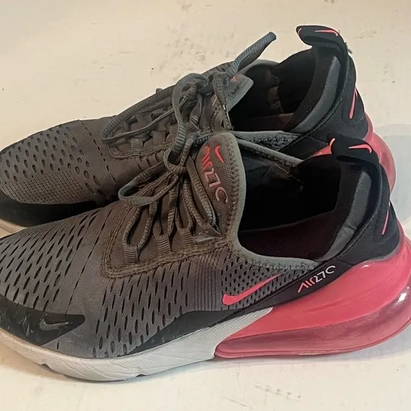 Nike Air Max 270 Grey Pink Shoes Low Top Sneakers Youth Girls 6.5Y Women Sz 8