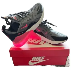Nike Air Max 270 Grey Pink Shoes Low Top Sneakers Youth Girls 6.5Y Women Sz 8