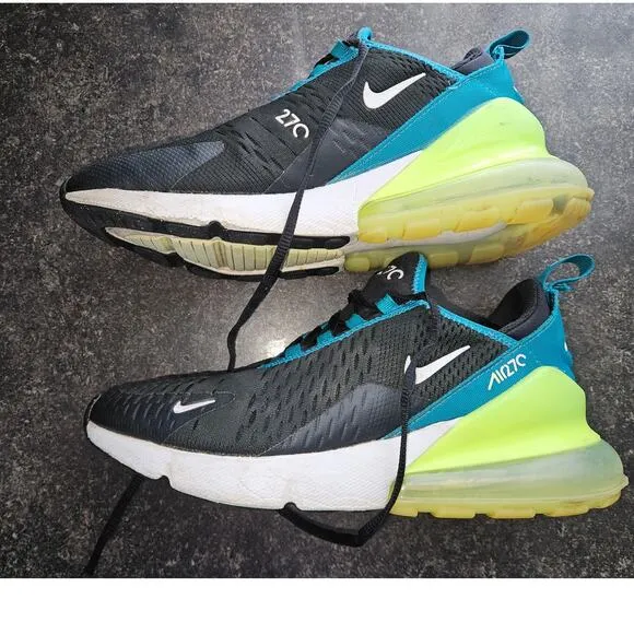 Nike Air Max 270 GS Size 5Y Black/White Bright Spruce Shoes Sneakers 943345 026