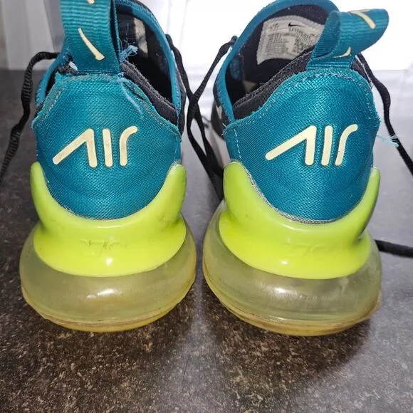 Nike Air Max 270 GS Size 5Y Black/White Bright Spruce Shoes Sneakers 943345 026