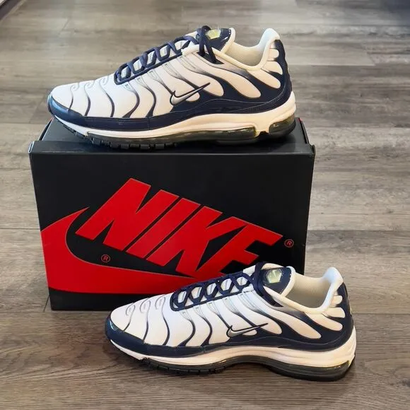 Nike Air Max 97 Plus ‘Silver Shark’ White/Navy/Metallic AH8144-100 Men's Size 11
