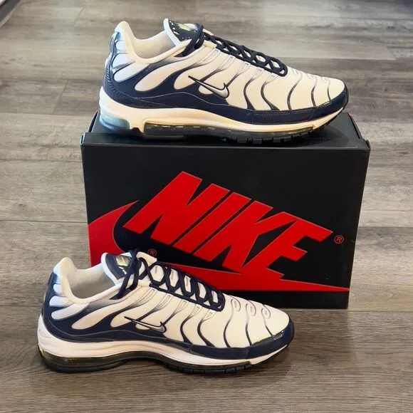 Nike Air Max 97 Plus ‘Silver Shark’ White/Navy/Metallic AH8144-100 Men's Size 11
